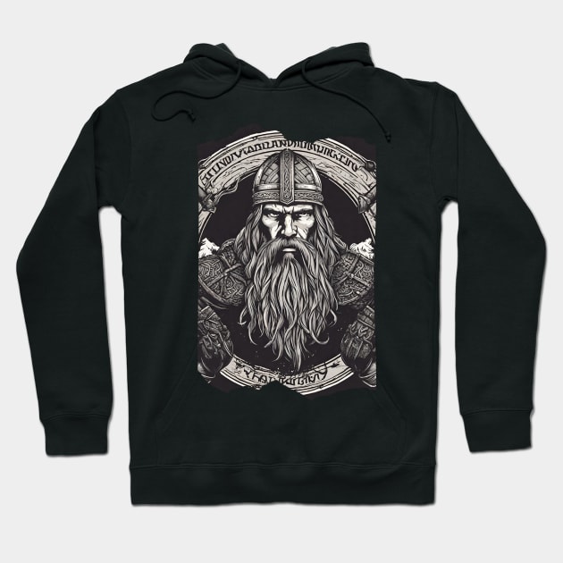 Norseman Glory Viking Beard Helmet Warrior Grey Hoodie by Elysian Alcove